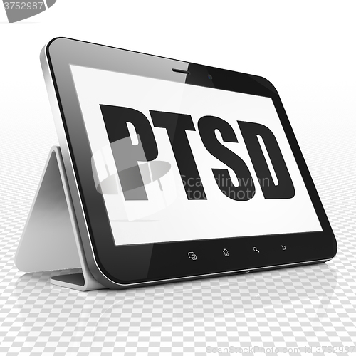 Image of Medicine concept: Tablet Computer with PTSD on display