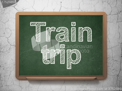 Image of Tourism concept: Train Trip on chalkboard background