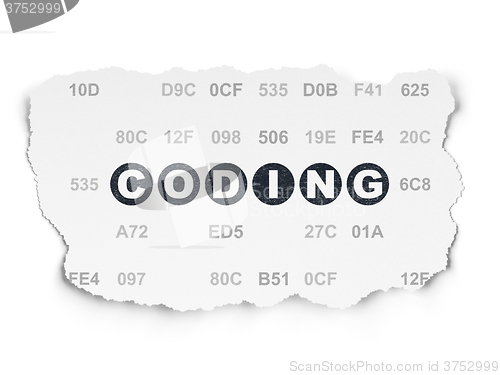 Image of Programming concept: Coding on Torn Paper background