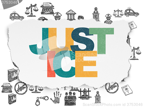 Image of Law concept: Justice on Torn Paper background