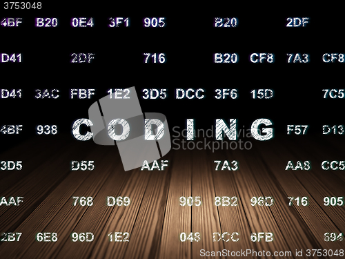 Image of Programming concept: Coding in grunge dark room