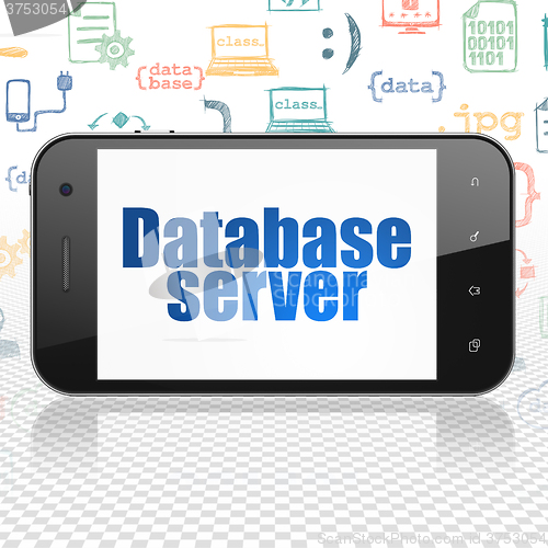Image of Software concept: Smartphone with Database Server on display