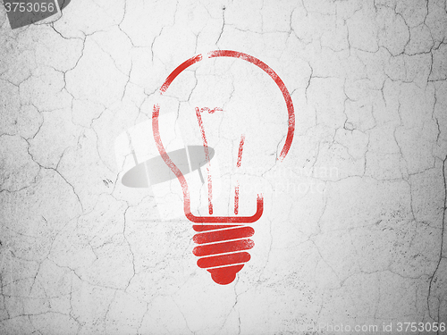 Image of Finance concept: Light Bulb on wall background
