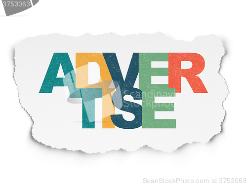 Image of Advertising concept: Advertise on Torn Paper background