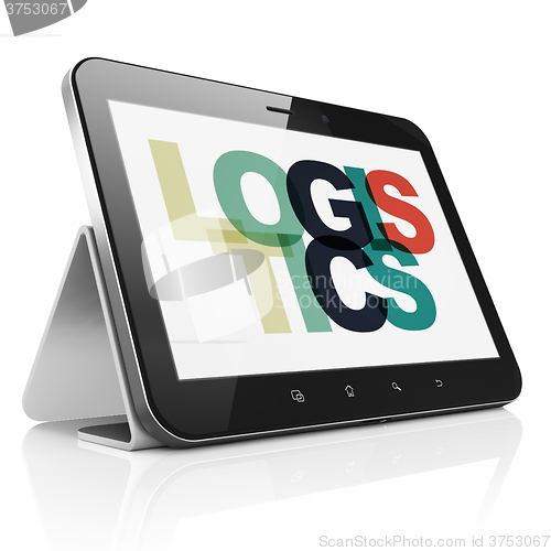 Image of Business concept: Tablet Computer with Logistics on  display