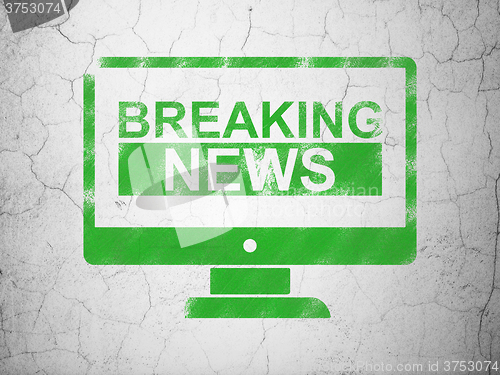 Image of News concept: Breaking News On Screen on wall background