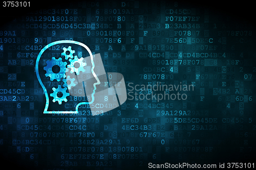 Image of Learning concept: Head With Gears on digital background