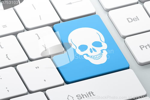 Image of Medicine concept: Scull on computer keyboard background