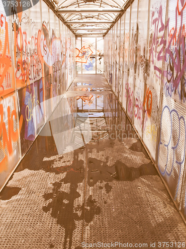 Image of  Bridge with graffiti vintage