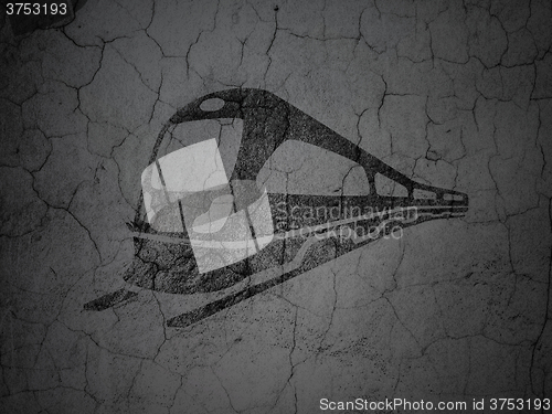 Image of Travel concept: Train on grunge wall background