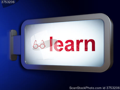 Image of Learning concept: Learn and Glasses on billboard background