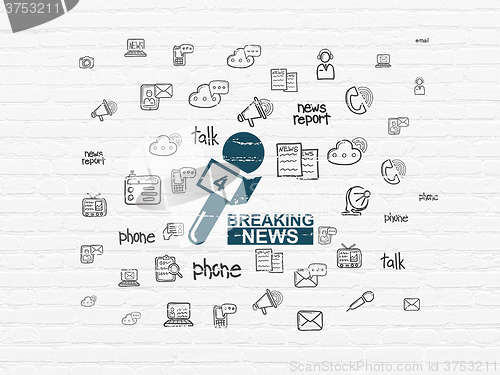 Image of News concept: Breaking News And Microphone on wall background