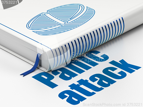 Image of Medicine concept: book Pill, Panic Attack on white background