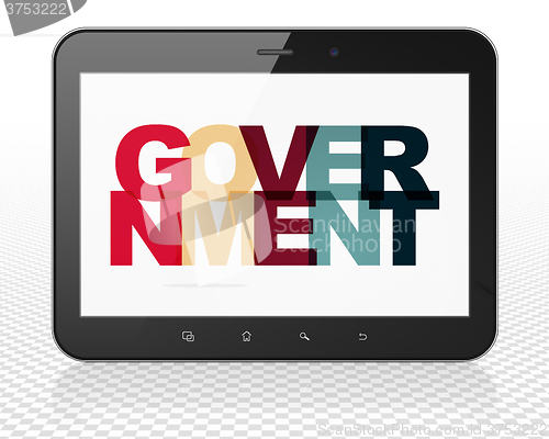 Image of Politics concept: Tablet Pc Computer with Government on  display