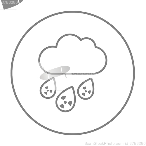 Image of Radioactive cloud and rain line icon.