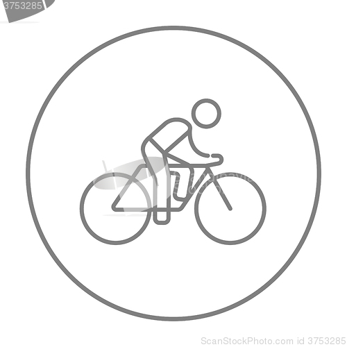 Image of Man riding  bike line icon.