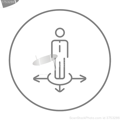 Image of Businessman in three ways line icon.