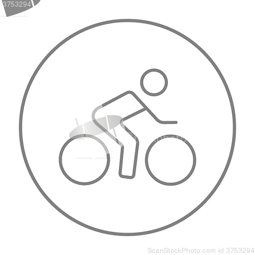 Image of Man riding a bike line icon.