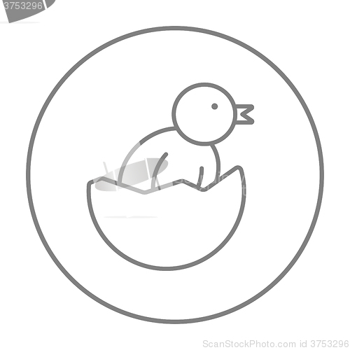 Image of Chick peeking out of egg shell line icon.