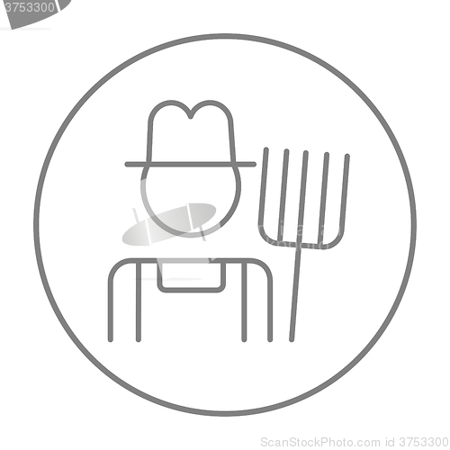 Image of Farmer with pitchfork line icon.