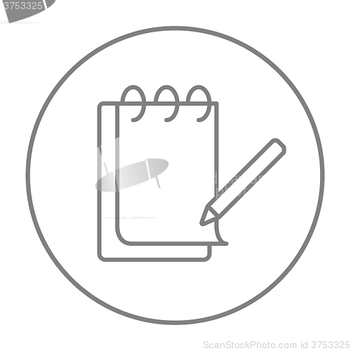 Image of Notepad with pencil line icon.