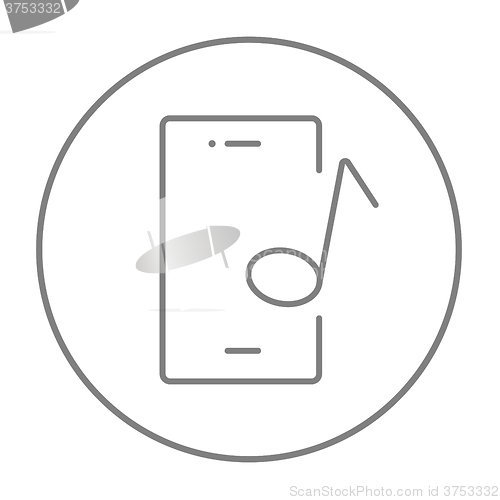 Image of Phone with musical note line icon.