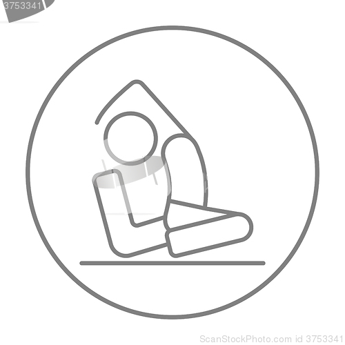 Image of Man practicing yoga line icon.