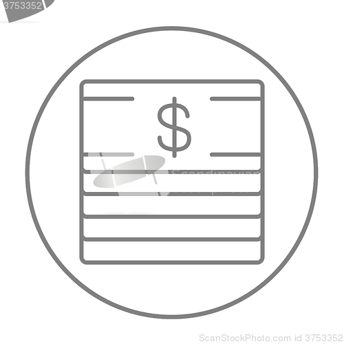 Image of Stack of dollar bills line icon.