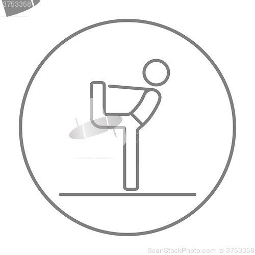 Image of Man practicing yoga line icon.