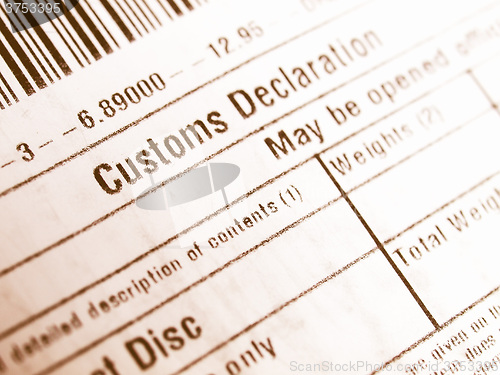 Image of  Customs declaration vintage