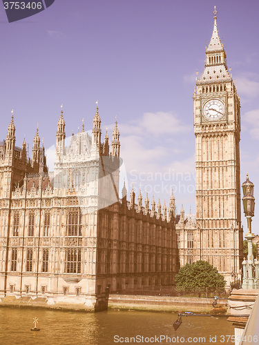 Image of Retro looking Houses of Parliament in London