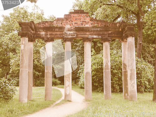 Image of Sieben Saeulen ruins in Dessau Germany vintage