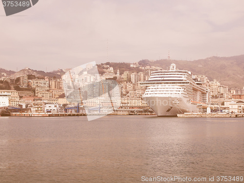 Image of View of Genoa Italy from the sea vintage