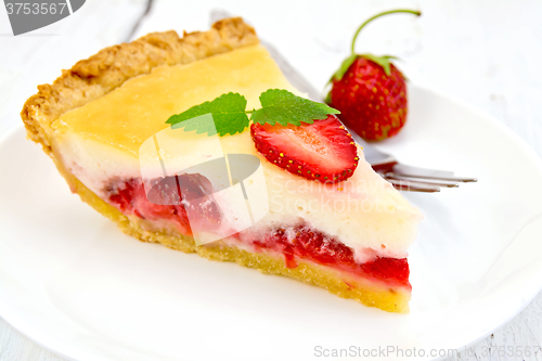 Image of Pie strawberry with sour cream on light  board