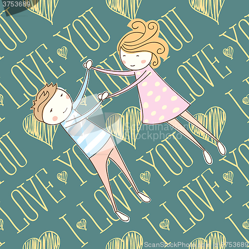Image of Vector Seamless Card With Couple 03 [Converted]