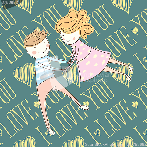 Image of Vector Seamless Card With Couple 03 [Converted]