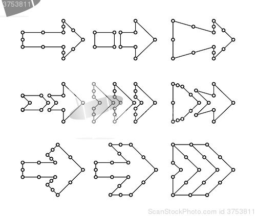 Image of Arrows in the form of lines, dots connected