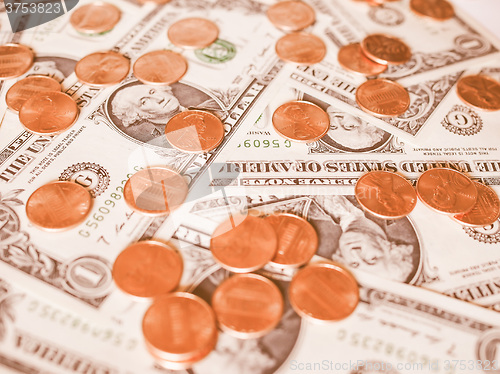 Image of  Dollar coins and notes vintage