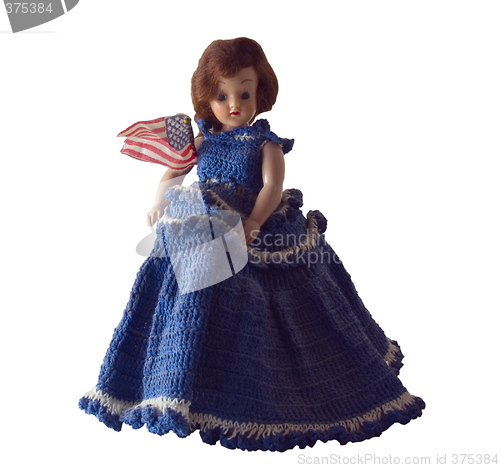 Image of Doll in Blue with American Flag