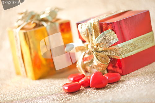 Image of presents and hearts