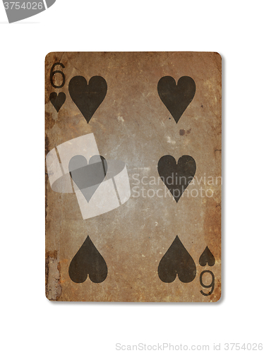 Image of Very old playing card, six of hearts