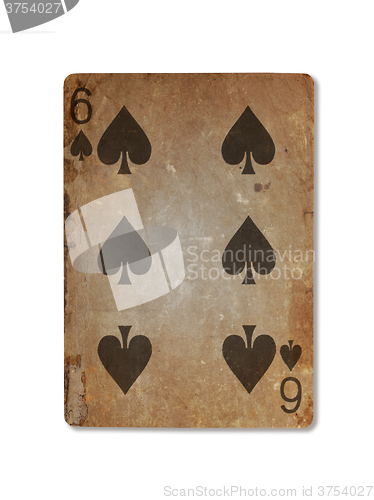 Image of Very old playing card, six of spades