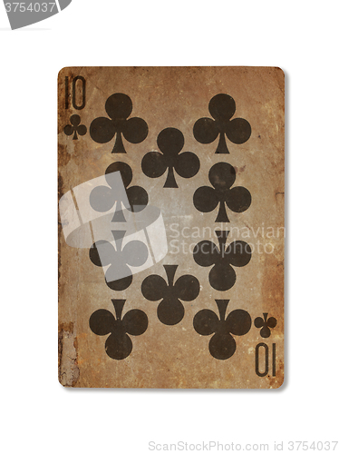 Image of Very old playing card, ten of clubs