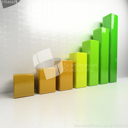 Image of 3d rendering of a chart. Growing graph