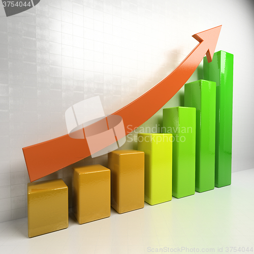 Image of 3d rendering of a chart. Growing graph