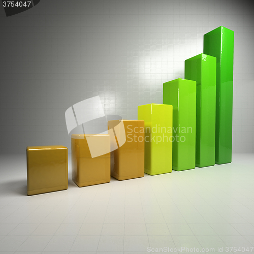 Image of 3d rendering of a chart. Growing graph