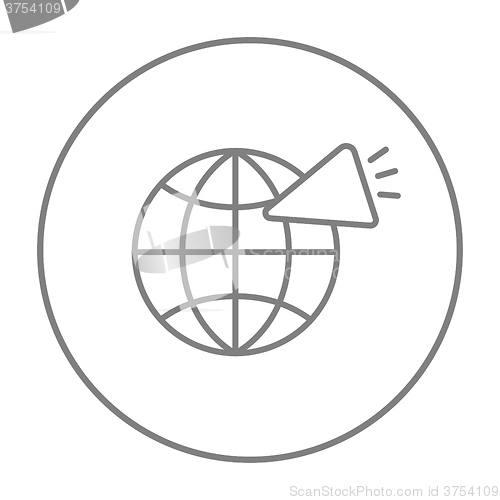 Image of Globe with loudspeaker line icon.