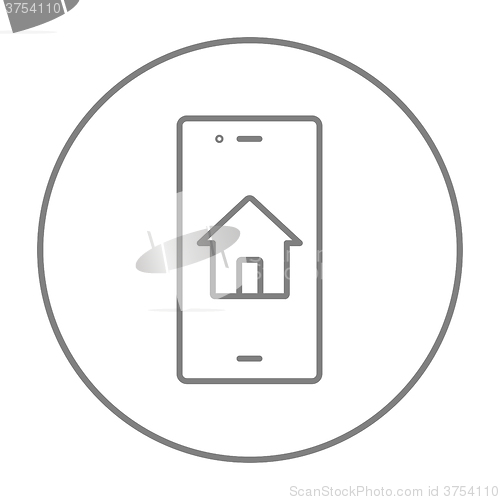 Image of Property search on mobile device line icon.