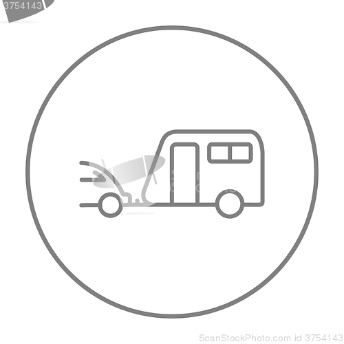 Image of Car with caravan line icon.