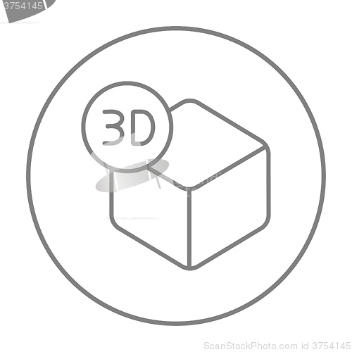 Image of Three D box line icon.